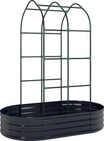 Outsunny Podwyższona grządka z kratką, metalowa donica z rękawicami, doniczka ogrodowa 160 x 90 x 180 cm, ciemnoszara | Aosom PL