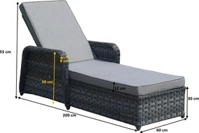 Leżanka ogrodowa z regulowanym oparciem Matto