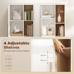 HOMCOM Regał na książki 176 cm, 4 otwarte półki, 2 szafki, wolnostojąca szafka na książki, MDF, biały