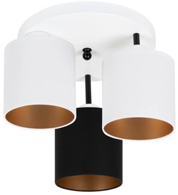 Lampa sufitowa biała trzypunktowa z czarno-białymi abażurami C-3030WE-