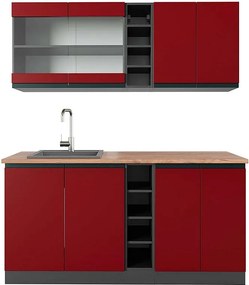 Pojedyncza kuchnia czerwony/antracyt 160x60x81.6 r-line