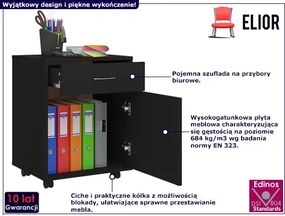 Czarny kontenerek pod biurko z szufladą - Winta 3X