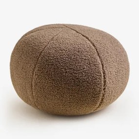 Okrągła Poduszka Ø25 Cm Z Baranka Ikerne Chenille Pszenica Brązowa - Sklum