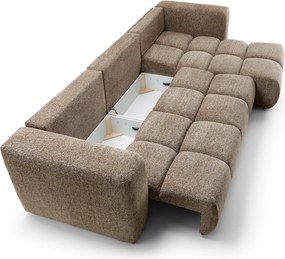 Masseno Narożnik ARTE z funkcją spania i pojemnikiem na pościel Narozniki L, Rozkładana sofa - Brązowy, BELLO 10