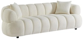 Kanapa 3-osobowa z białej tkaniny z bukli COLIANI