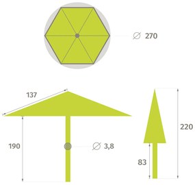 Parasol ogrodowy SOYA, wodoodporny, Ø 270 cm