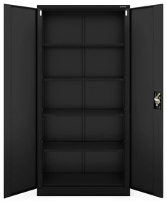 Biurowa szafa metalowa na akta JAN, 900 x 1850 x 400 mm, czarna