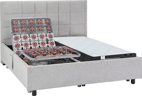 Łóżko elektryczne relaksacyjne dekoracyjne płytkowe + materac ze sprężynami kieszeniowymi i pamięcią kształtu - 2 x 70 x 190 cm - Tkanina - Szary - MANAM marki Ysmée