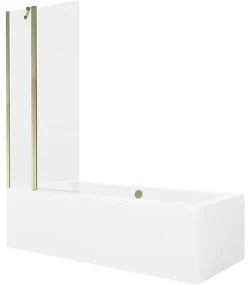 Mexen Cube wanna prostokątna 170 x 80 cm z obudową i parawanem 1-skrzydłowym 80 cm, transparent, złoty - 550517080X9408115000