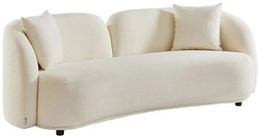 Kanapa  3-osobowa z białej tkaniny z bukli  LINORIA