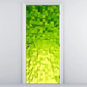 Fototapeta na drzwi - Żółto-zielone kostki (95x205cm)