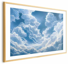 Plakat Niebo i puchate chmury 90x60 cm z ramą złotą z marginesem ARTGEIST B