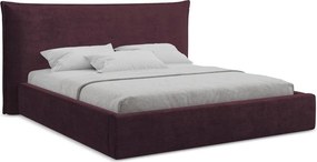 Ciemnofioletowe tapicerowane łóżko dwuosobowe ze schowkiem i stelażem 180x200 cm Esala – Makamii