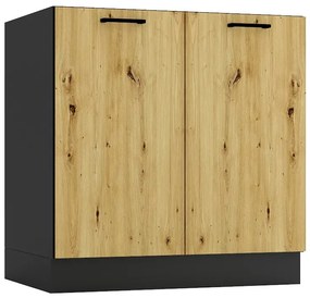 Szafka kuchenna dolna 80 cm grafit + dąb artisan - Coleo 11X