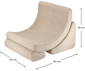 Jasnobrązowy fotel dziecięcy z materiału bouclé Moon – Wigiwama