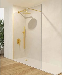 Stały panel prysznicowy Walk In | Szkło hartowane 6 mm, antykamień, przezroczyste | Wysokość 195 cm | Oro Cepillado 80cm