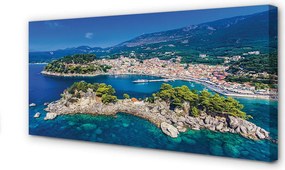 Obraz na płótnie Panorama Greckiego Miasta Portowego