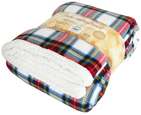 B.E.S. Petrovice Kocyk dla niemowląt Buffalo wkratkę biało-czerwoną, 150 x 200 cm