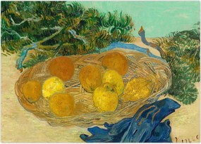 Obraz na szkle - Vincent van Gogh, Still Life of  Oranges and Lemons with  Blue Gloves, reprodukcje (70x50 cm)