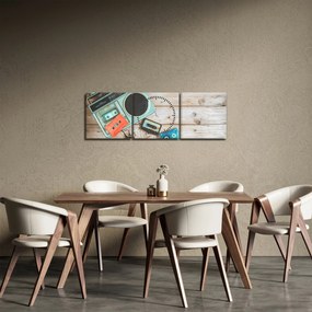 Obraz - Radio retro (z zegarem) (90x30 cm)