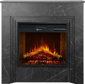 Kominek elektryczny BELLINI, kominek stojący z drewna imitującego czarny marmur, wyprodukowany we Włoszech, dł. 96 x gł. 35 x wys. 96