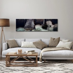 Obraz - Statek płynący przez wzburzone fale (170x50 cm)