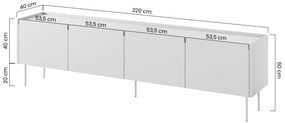 Szafka RTV Desin 220 cm z metalowymi nogami - oliwka / dąb nagano