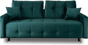 Sofa z Funkcją Spania SEUL Rozkładana Dwuosobowa Welurowa Zielona do Salonu