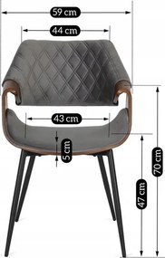 Zestaw Stół Rozkładany Ceramiczny LIZBONA 160-200 cm Czarny/Orzech i 4 Krzesła DAKOTA Szare/Orzech