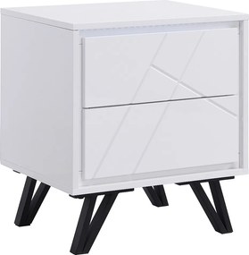Szafka nocna z 2 szufladami – Oświetlenie LED – MDF – Biały lakierowany – SALIANO