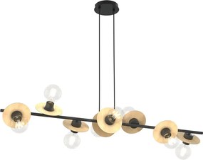 Nowoczesna lampa wisząca czarny + drewno - 2X D160 C1-F51