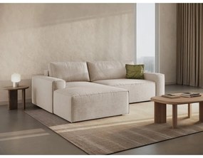 Beżowy rozkładany narożnik z materiału bouclé (lewostronny) Jodie – Micadoni Home