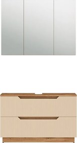 Zestaw mebli łazienkowych dąb/kaszmir w paski 119.2x35x62.5 lotta