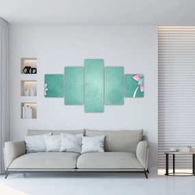 Obraz - Koła z kwiatami (125x70 cm)