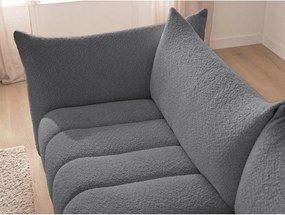 Szary narożnik z materiału bouclé (lewostronny/z szezlongiem) Azra – Bobochic Paris