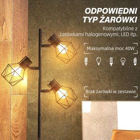 HOMCOM Lampa stojąca z 3 regulowanymi elementami oświetleniowymi, struktura przypominająca drzewo, do salonu i sypialni, metal, Kolor Czarny