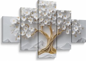 Obraz – Eleganckie drzewo życia 3D pełne kwiatów (125x70 cm)