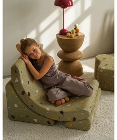 Zielony fotel dziecięcy z materiału bouclé/z tkaniny szenilowej Terrazzo Moon – Wigiwama