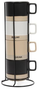 Zestaw 4 filiżanek na stojaku LUCA, 4 x 240 ml