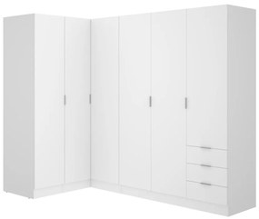 Szafa narożna 6-drzwiowa z 3 szufladami - szer. 213 cm - Biały - LISTOWEL