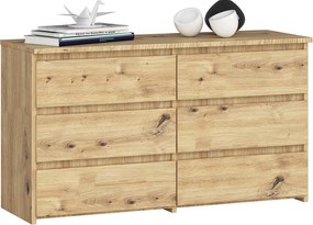 Komoda AKORD CL100 Dąb Artisan 100 cm 6 szuflad kolor Dąb Artisan mat 100x35x57 cm