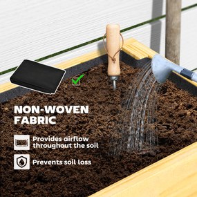 Outsunny Kwietnik z Dolną Półką, Drewniane Grządka z Wyściółką z Włókniny i Otworami Drenażowymi, 100 x 30 x 70,5 cm, Drewno Naturalne