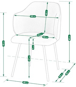 Szare sztruksowe krzesło tapicerowane W6-P42