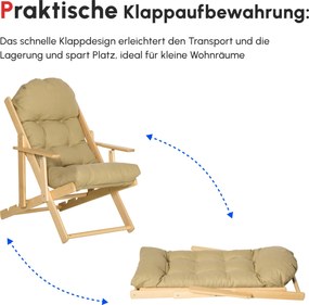 HOMCOM Fotel Akcentowy, Fotel Relaksacyjny, Regulowane Oparcie, Rama z Drewna Bukowego, do 120 kg, Brązowy