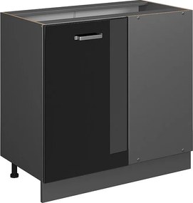 Szafka narożna czarny wysoki połysk 86x46x81.6 r-line