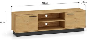 Szafka RTV BRONX 2D 170cm dąb/czarna ML MEBLE