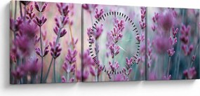 Obraz - Lawenda (z zegarem) (90x30 cm)