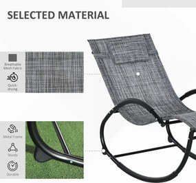 Outsunny Fotel bujany ogrodowy Leżak, w tym Poduszka pod głowę, 155 cm x 61cm x 88 cm, Szary