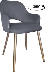 Krzesło Milano tkanina Welur noga metalowa : Kolor nogi - Złota stożek, Kolor tkaniny - VELVET - BL14, Typ siedziska - Siedzisko obrotowe 360°