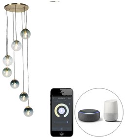 Inteligentna lampa wisząca mosiądz 7-świateł w tym WiFi ST64 - Pallon ArtDeco Oswietlenie wewnetrzne